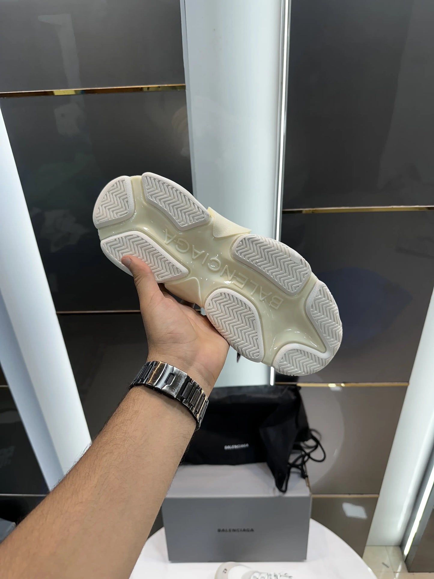 BAL. Triple S Cream White Shoes