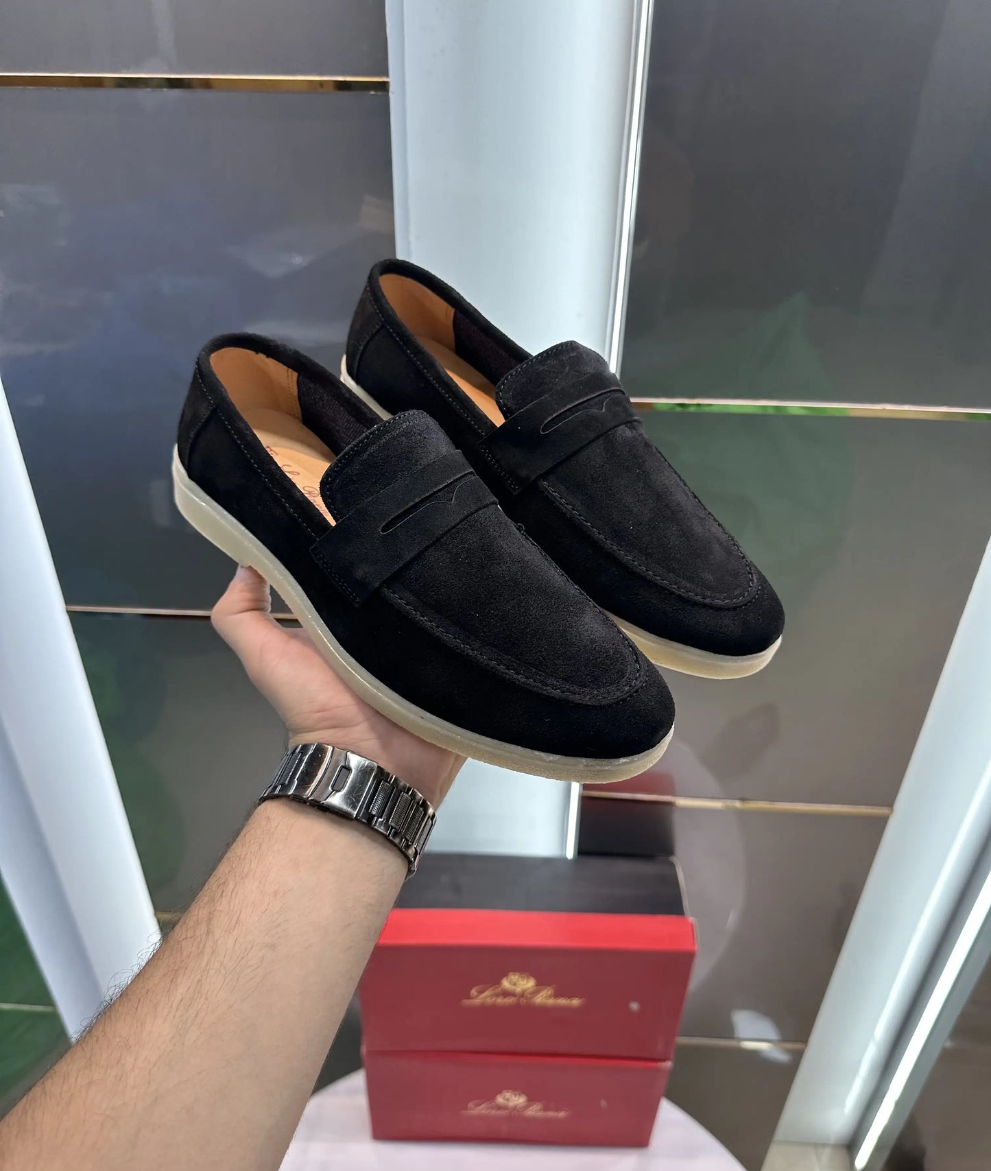 LP. Black Suede Leather Premium Formal Shoes
