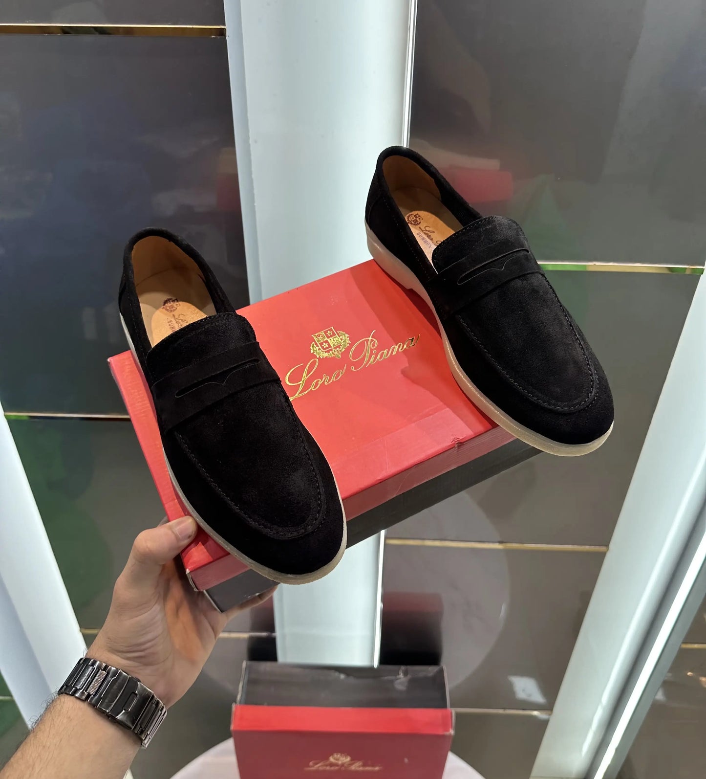 LP. Black Suede Leather Premium Formal Shoes