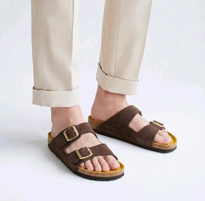 BS. Brown Arizona Suede Leather Slide