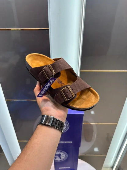 BS. Brown Arizona Suede Leather Slide