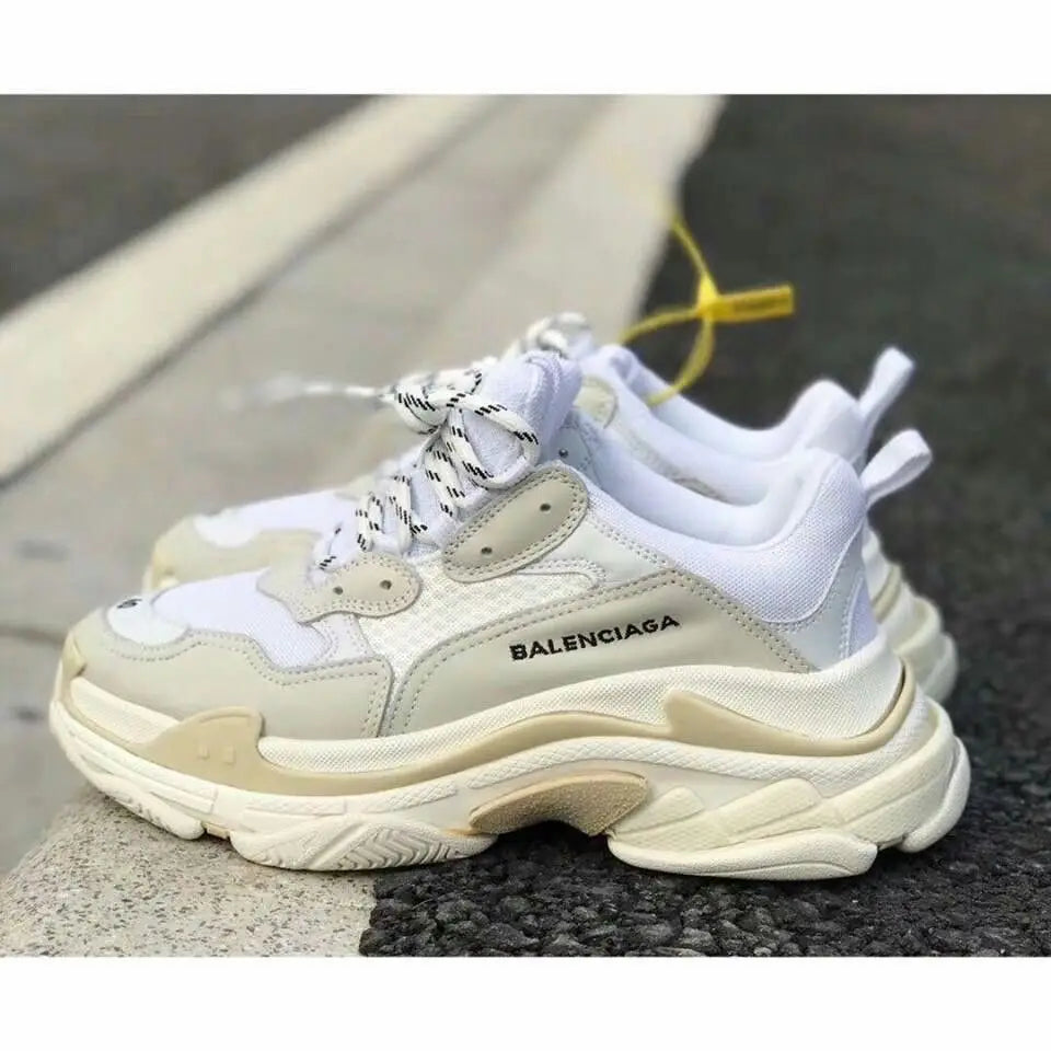 BAL. Triple S Cream White Shoes