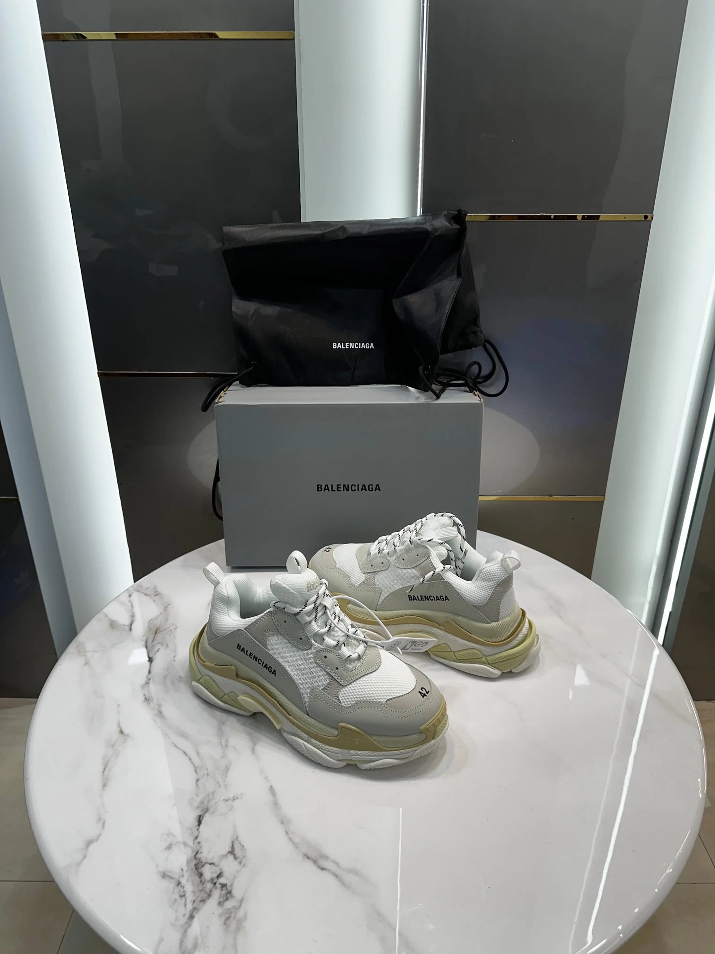 BAL. Triple S Cream White Shoes