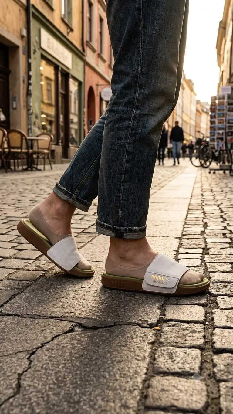 PMA. Palermo White Green Flip Flop