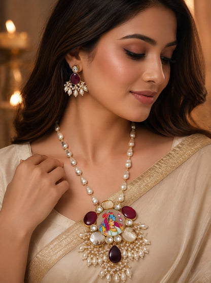 Royal Heritage Pearl Kundan Necklace Set