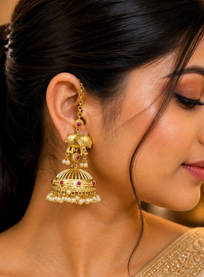Elephant Jhumka with Kaan Chain