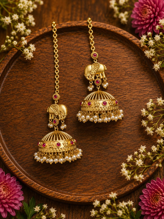 Elephant Jhumka with Kaan Chain